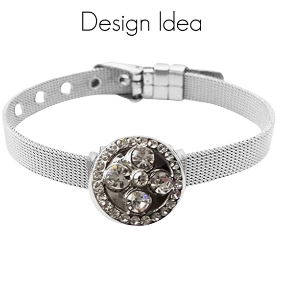 Snap Charm Bracelet Stainless Steel for 1 Standard Size Snap - Adjustabl… - Picture 4 of 6